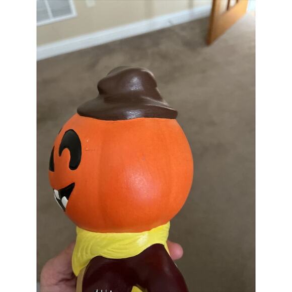 Vintage 13" Yozie Mold Ceramic Painted Pumpkin Head Scarecrow Halloween Decor - Picture 10 of 16